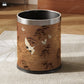 Elegant Rural Stainless Steel Leather Wastebasket