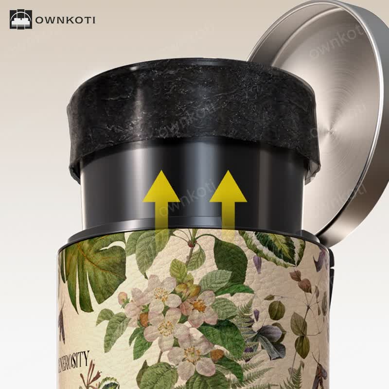 Elegant Rural Stainless Steel Leather Wastebasket