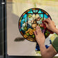 Floral Easter Bunny Stained Static Window Sticker