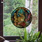 Floral Easter Bunny Stained Static Window Sticker