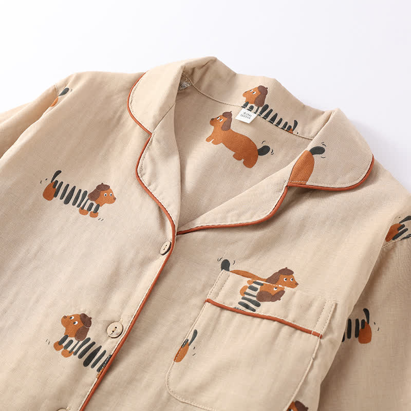 Pure Cotton Cute Dog Couple Pajama Set - image 3