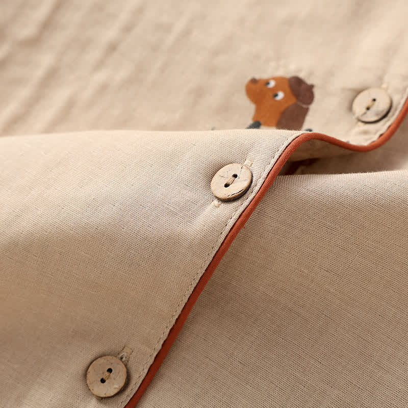 Pure Cotton Cute Dog Couple Pajama Set - image 4