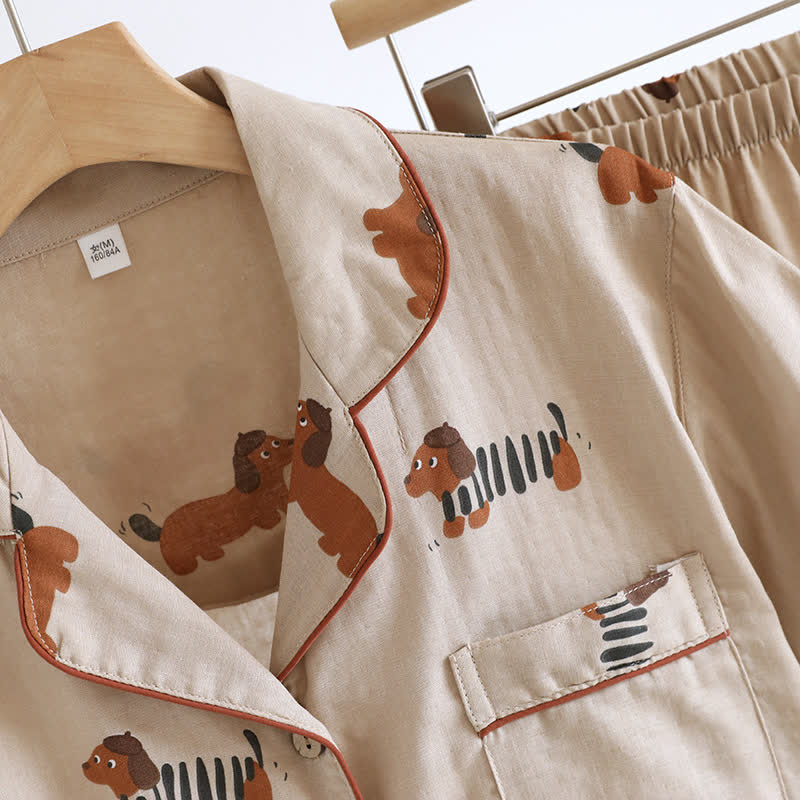 Cute Dachshund Couple Short-sleeve Pajama Set - image 6