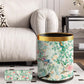 Floral Bird Leather Stainless Steel Trash Bin
