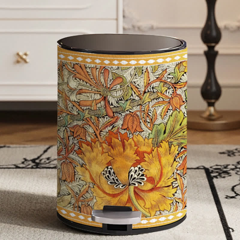 Double Layer Durable Vintage Floral Trash Bin