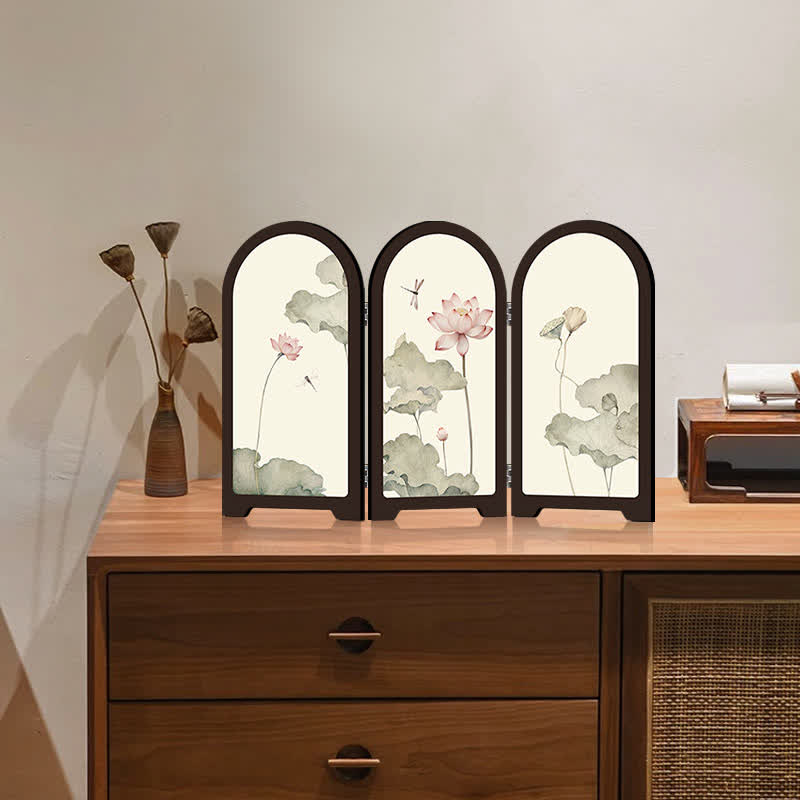 Pastoral Lotus Foldable Screen Desktop Ornament