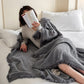 Simple Solid Color Tassel Cotton Gauze Blanket - image 3
