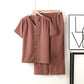 V-neck Vintage Jacquard Cotton Gauze Pajama Set