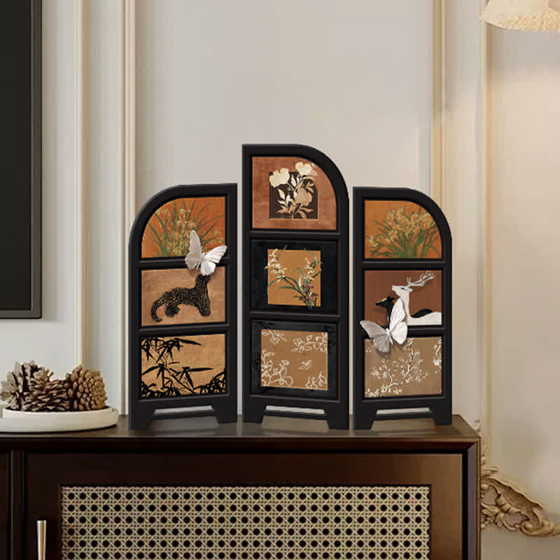 Rural Retro Foldable Screen Desktop Ornament
