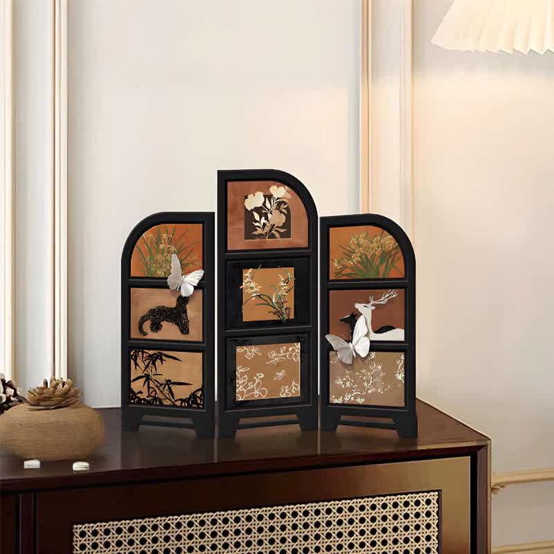 Rural Retro Foldable Screen Desktop Ornament