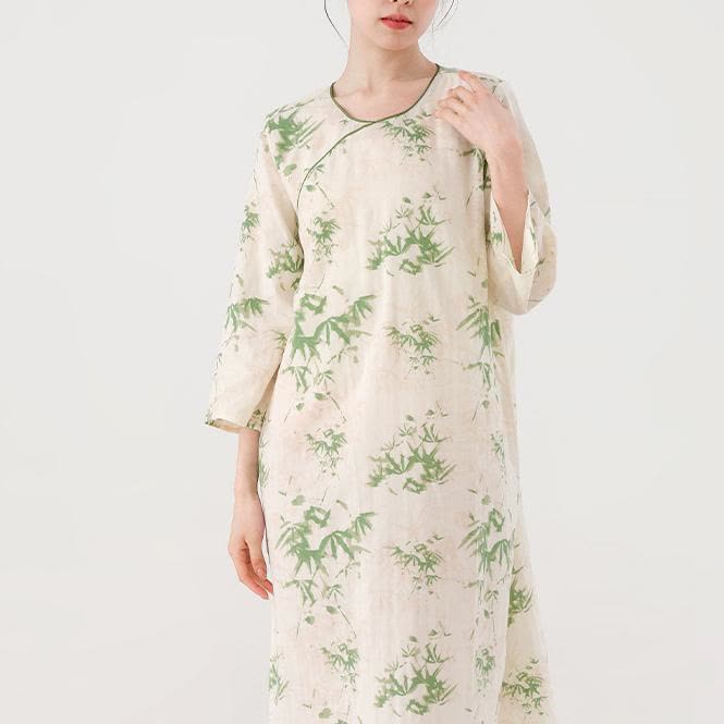 Round-neck Cotton Gauze Rural Nightdress