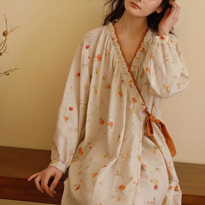 Cotton Gauze Rural Pomegranate Nightdress