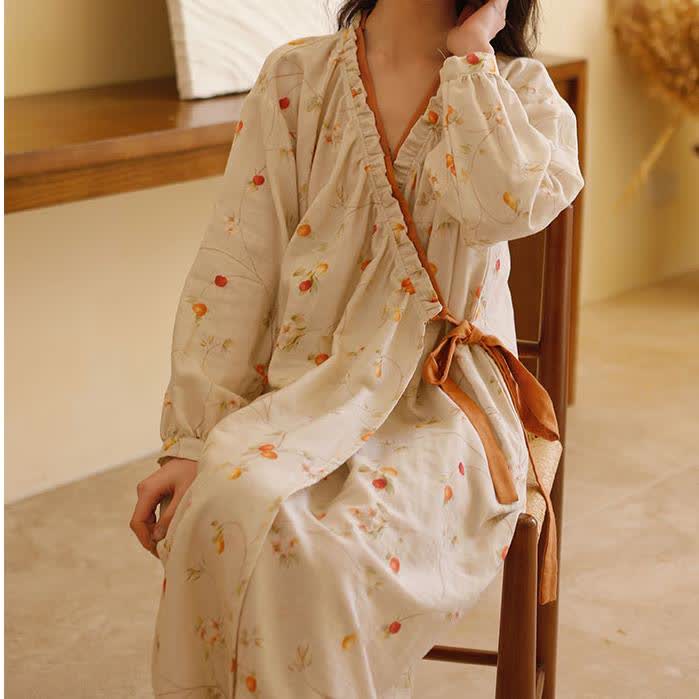 Cotton Gauze Rural Pomegranate Nightdress