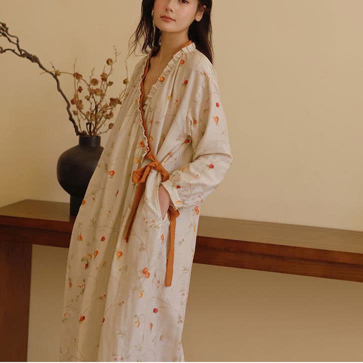 Cotton Gauze Rural Pomegranate Nightdress