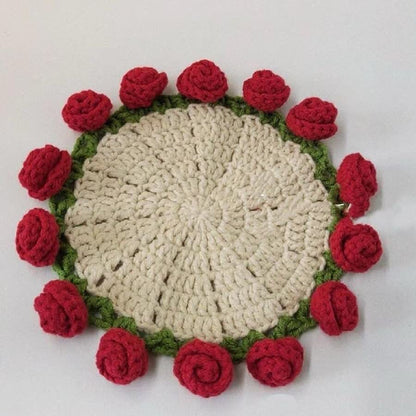 Handmade Rose Bouquet Crochet Coaster