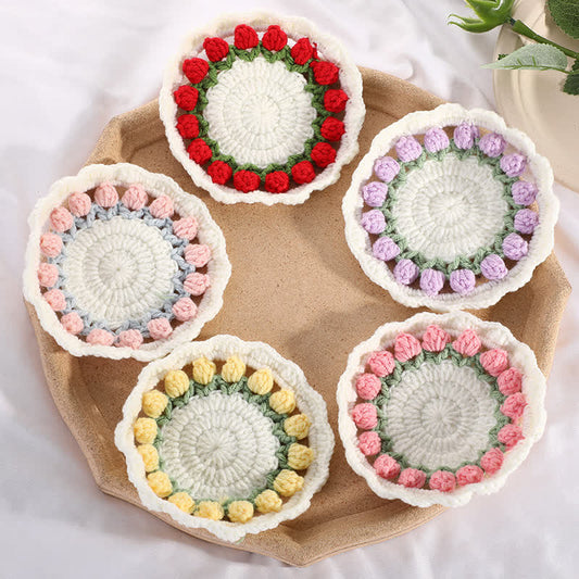 Handmade Rural Tulip Crochet Coaster