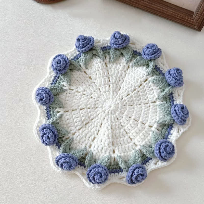 Handmade Rose Bouquet Crochet Coaster