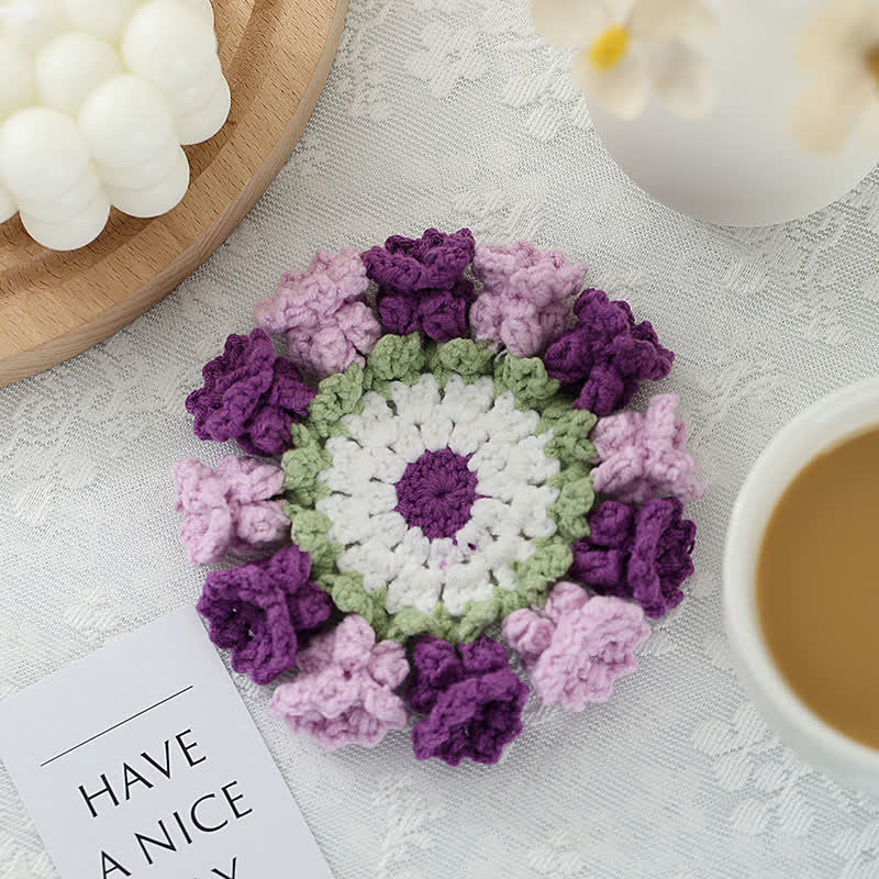 Handmade Lily of the Valley Crochet Coaster