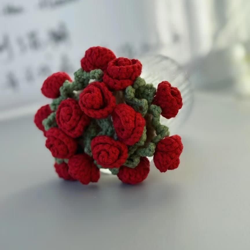 Handmade Rose Bouquet Crochet Coaster