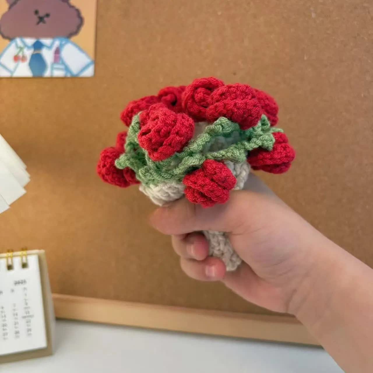 Handmade Rose Bouquet Crochet Coaster