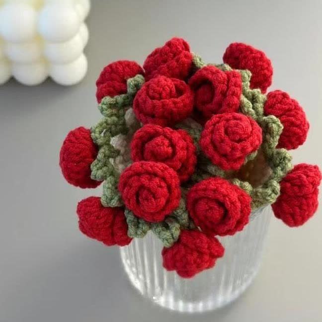 Handmade Rose Bouquet Crochet Coaster