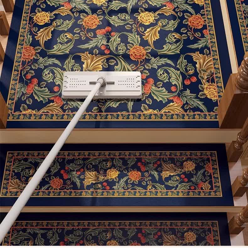 Vintage Floral Cuttable Non-slip Stair Treads Carpet