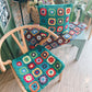 Retro Floral Hand-woven Crochet Border Blanket
