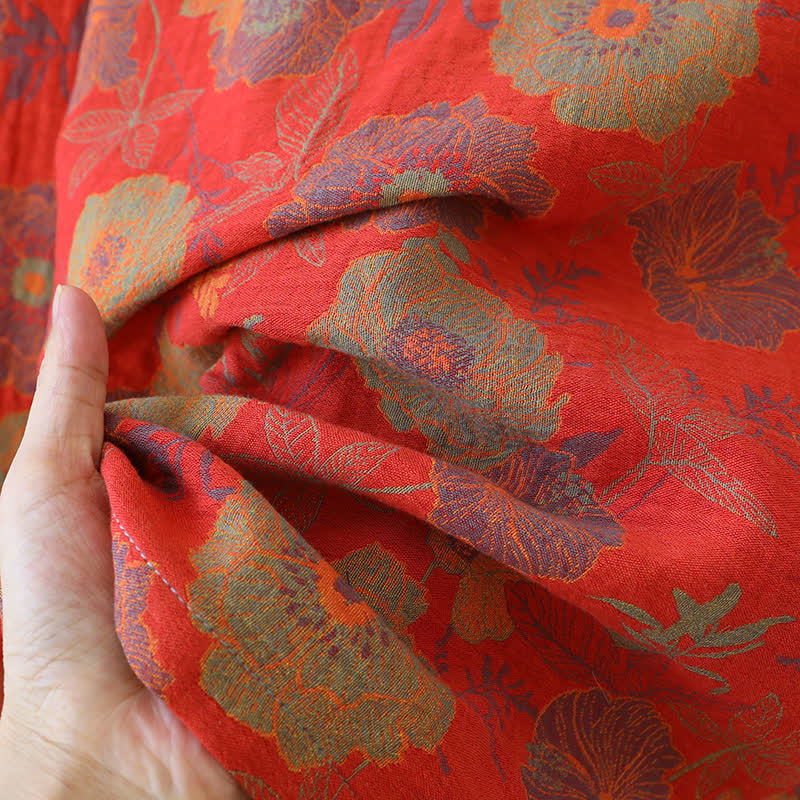 Pure Cotton Yarn-dyed Jacquard Peony Loungewear Set