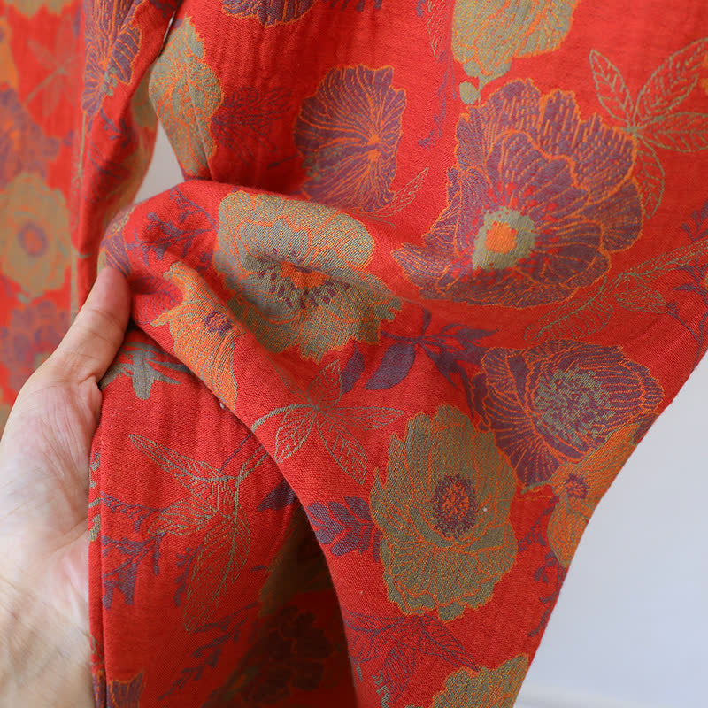 Pure Cotton Yarn-dyed Jacquard Peony Loungewear Set