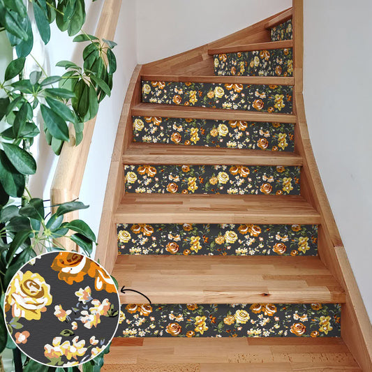 Rural Rose Self-Adhesive Stair Risers Stickers