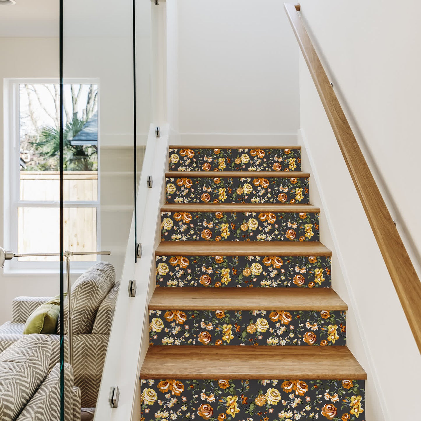 Rural Rose Self-Adhesive Stair Risers Stickers