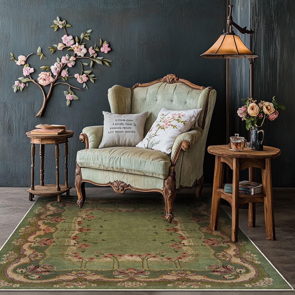 Vintage Floral Style Anti-slip Indoor Outdoor Rug