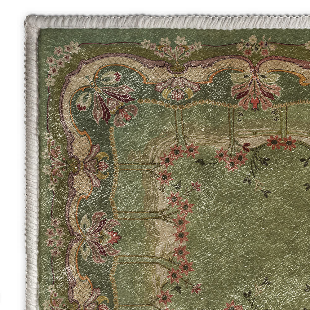 Vintage Floral Style Anti-slip Indoor Outdoor Rug