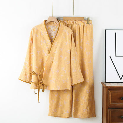 Vintage Cotton Gauze Loose Tie Loungewear Set