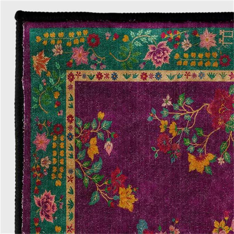 Anti-slip Washable Vintage Floral Decorative Area Rug
