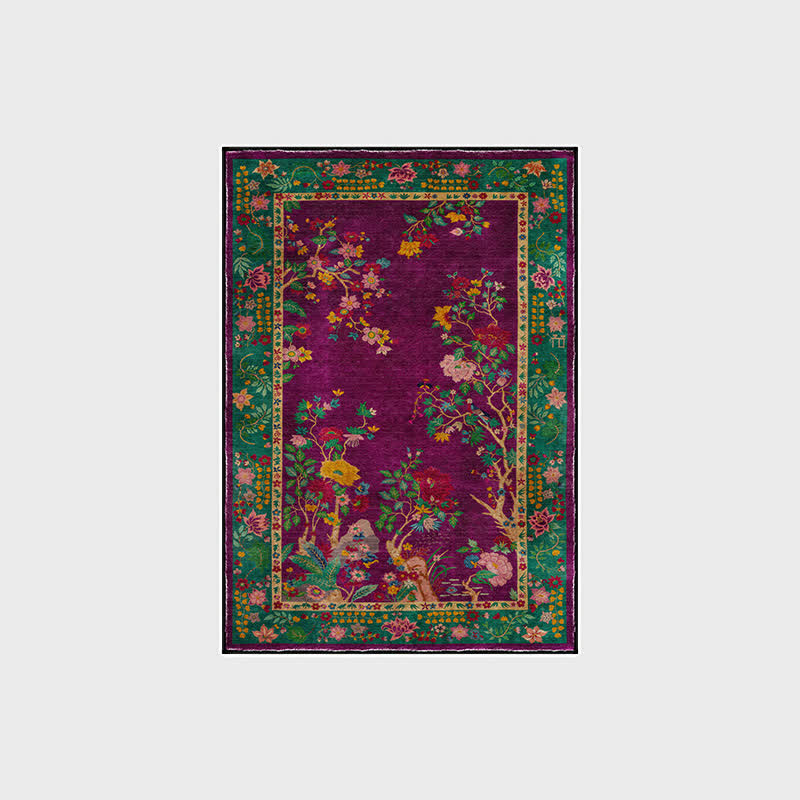 Anti-slip Washable Vintage Floral Decorative Area Rug