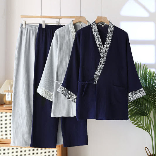 Neutral Kimono Cotton  Gauze Pajama Set