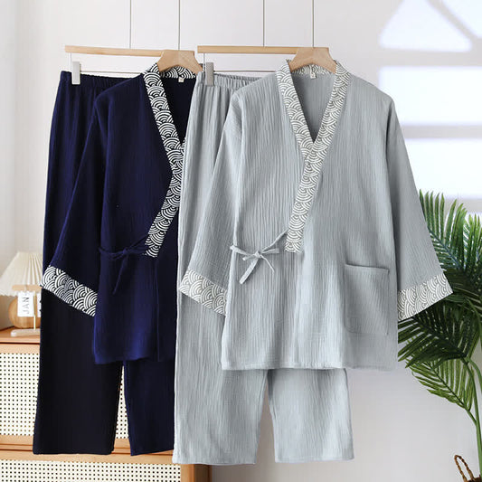 Neutral Kimono Cotton  Gauze Pajama Set