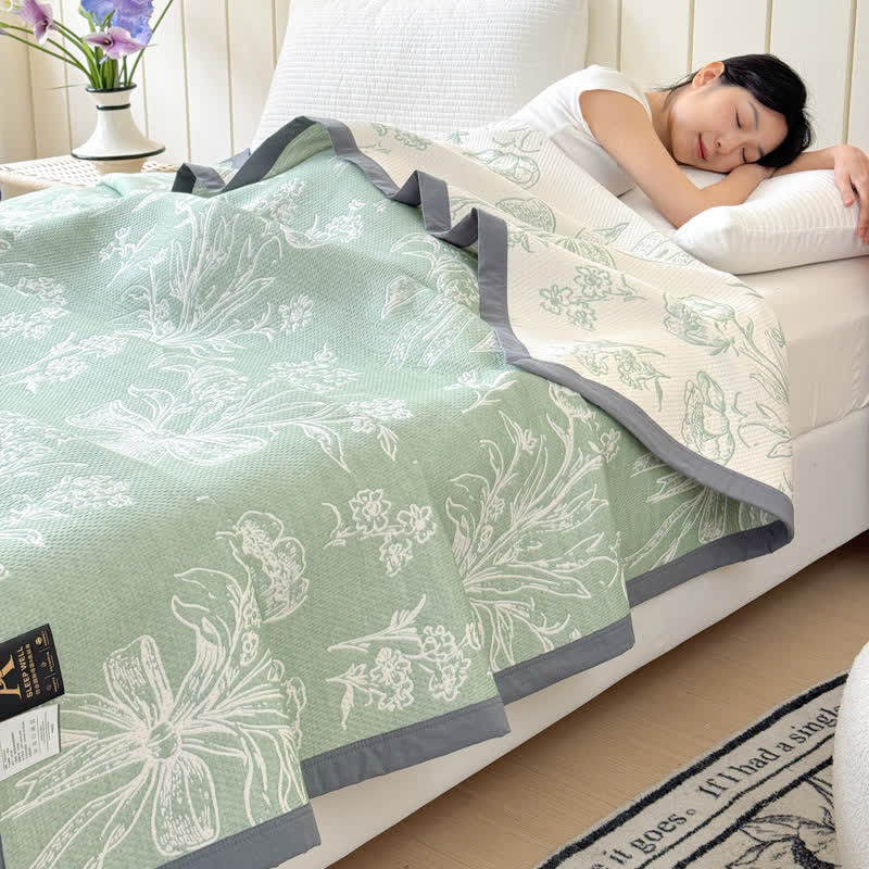 Elegant Bouquet Cotton Gauze Reversible Quilt