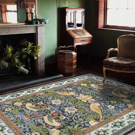 Foldable Floral Bird Anti-slip Washable Area Rug