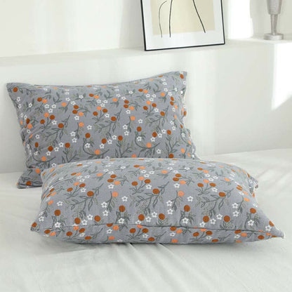 Ownkoti Rural Flower Pattern Pillowcases Pillow Shams (2PCS) - Gray - 52cm x 78cm - image 1