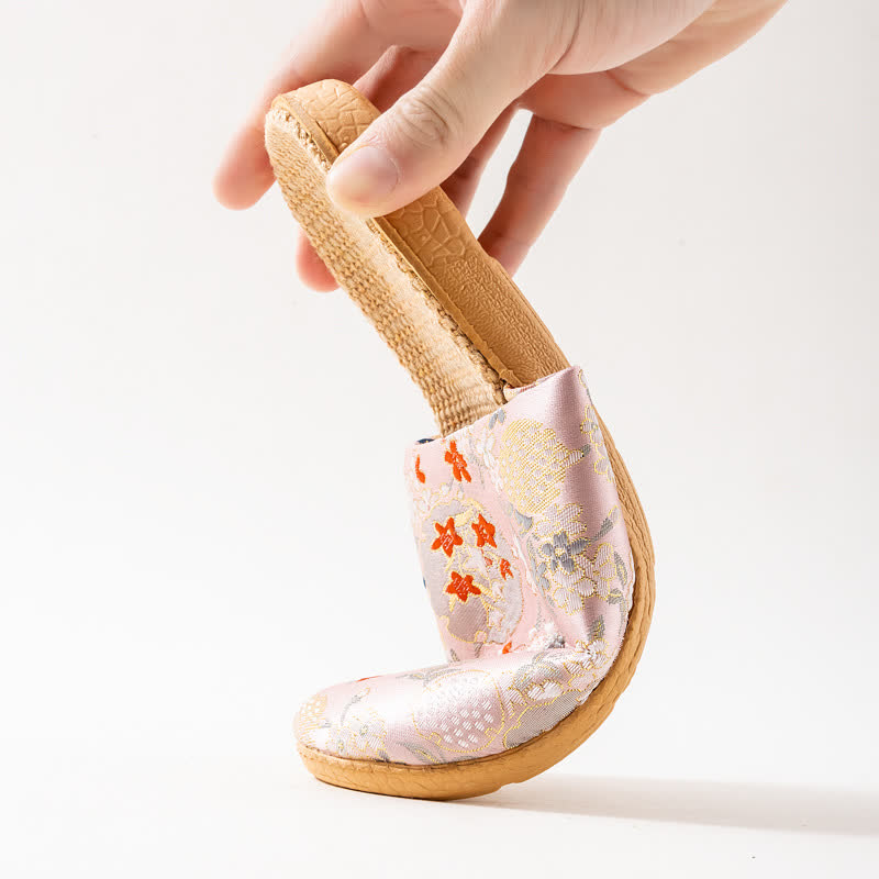 Embroidered Floral Anti-slip House Slippers