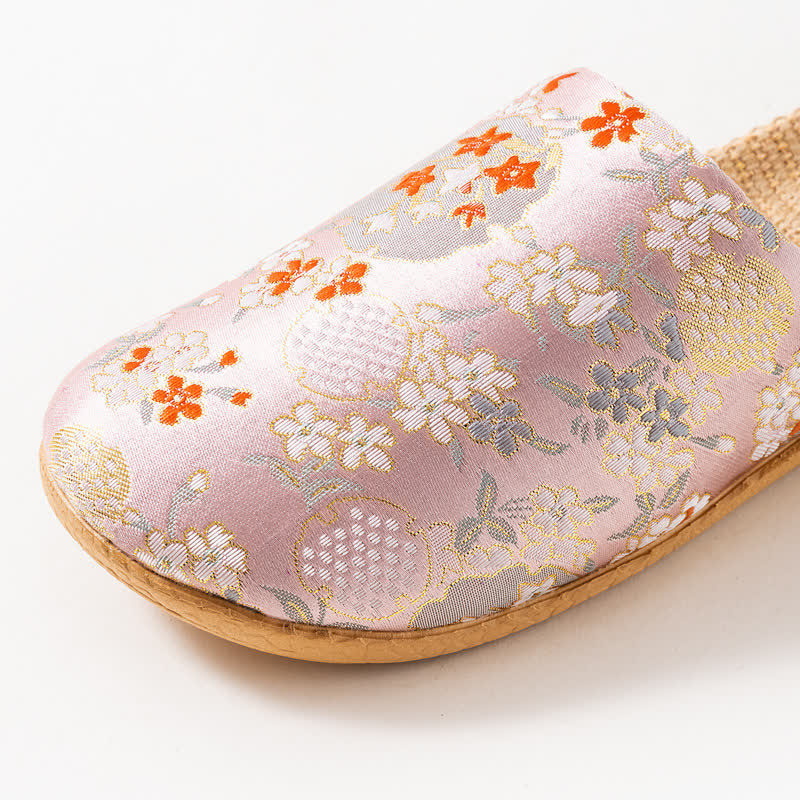 Embroidered Floral Anti-slip House Slippers