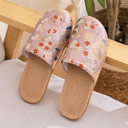Embroidered Floral Anti-slip House Slippers
