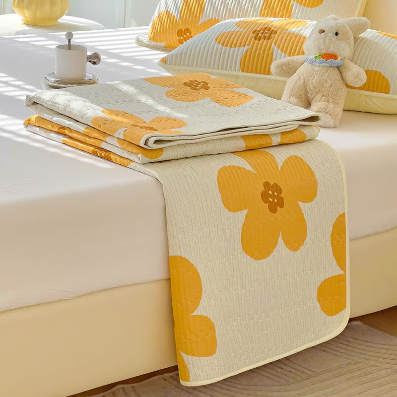 Cotton Rustic Floral Print Coverlet