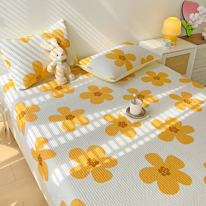 Cotton Rustic Floral Print Coverlet