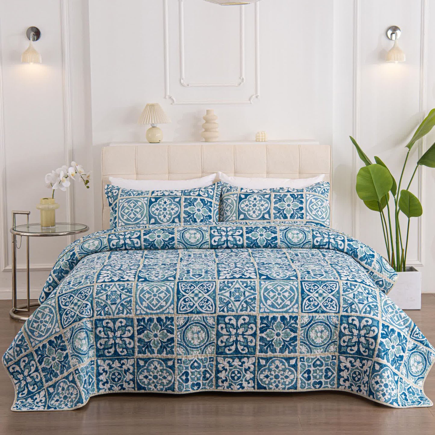 Retro Luxurious Checkered Geometric pattern Coverlet