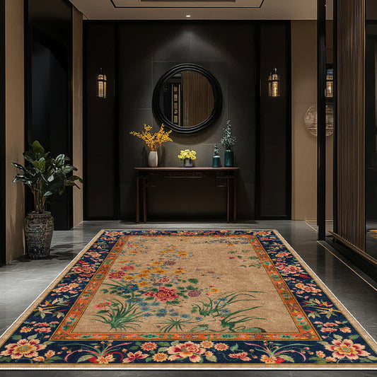 Washable Durable Vintage Floral Decorative Area Rug