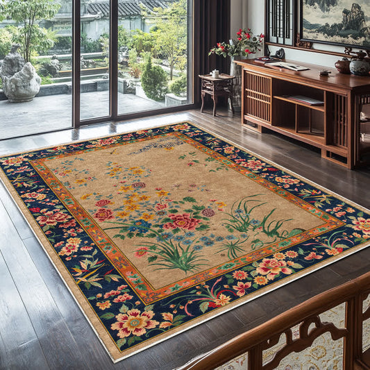 Washable Durable Vintage Floral Decorative Area Rug