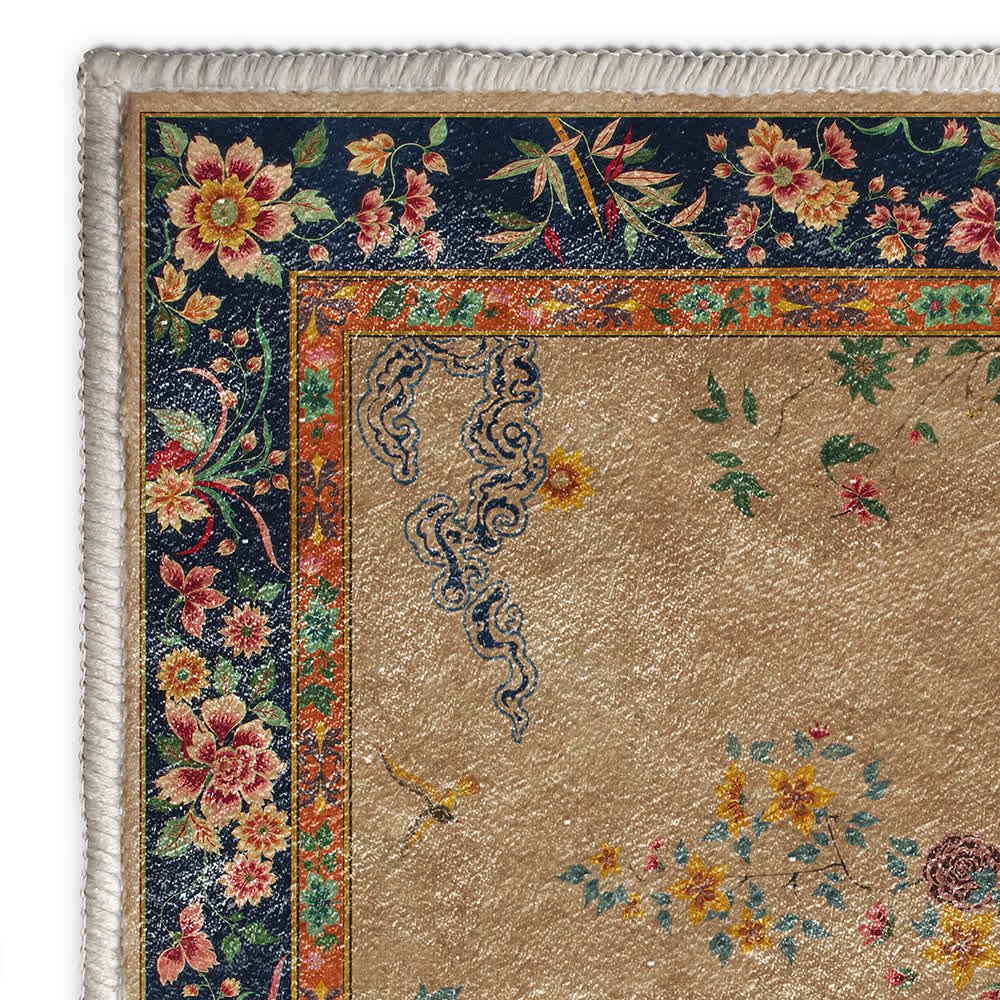 Washable Durable Vintage Floral Decorative Area Rug